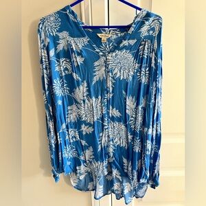 Lucky Brand Oversized Blue Floral Tunic- Gently Worn Large
